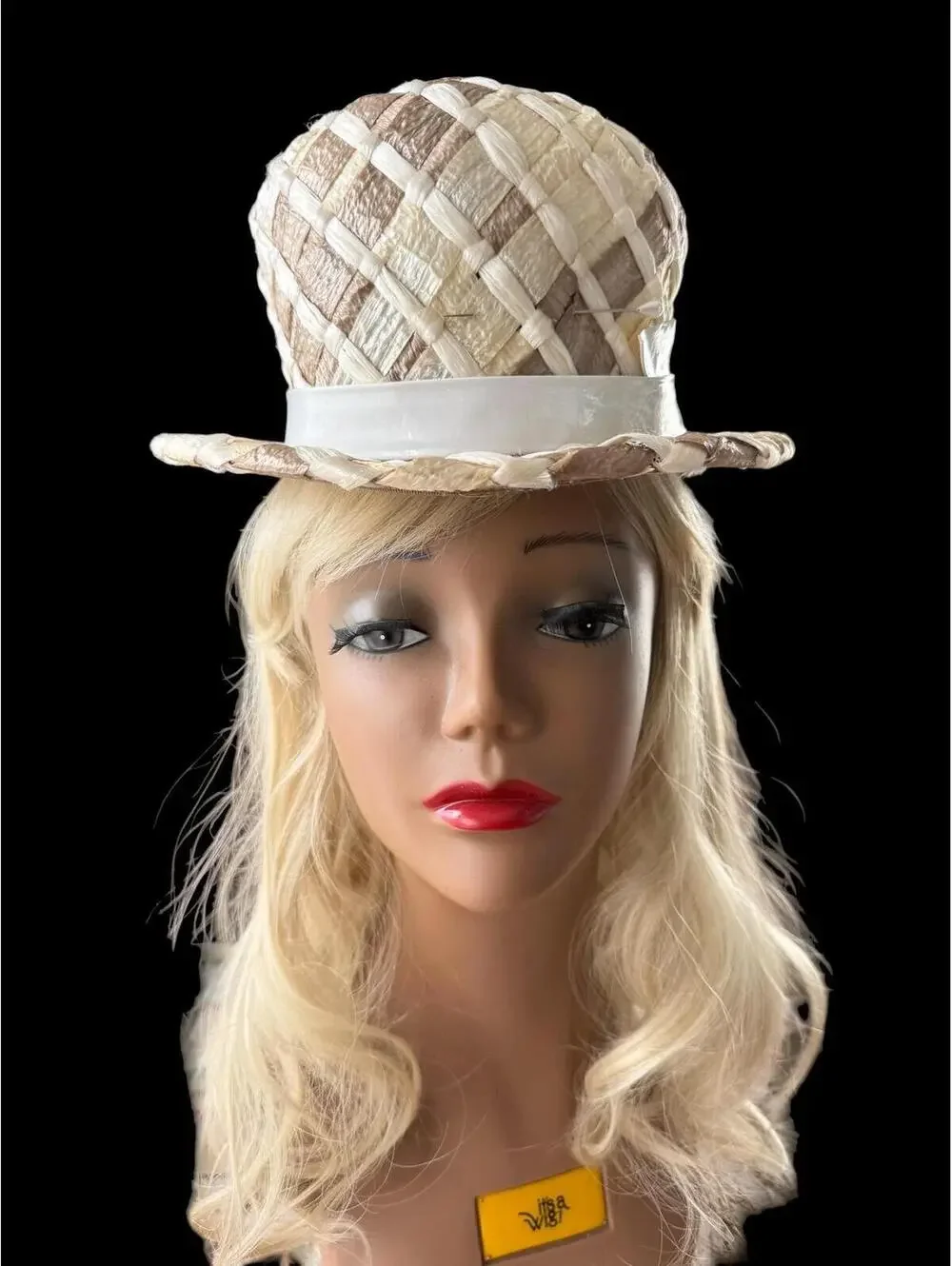 Vintage 60s Mr. John Sophisticate Straw Bowler Hat, Mid Century